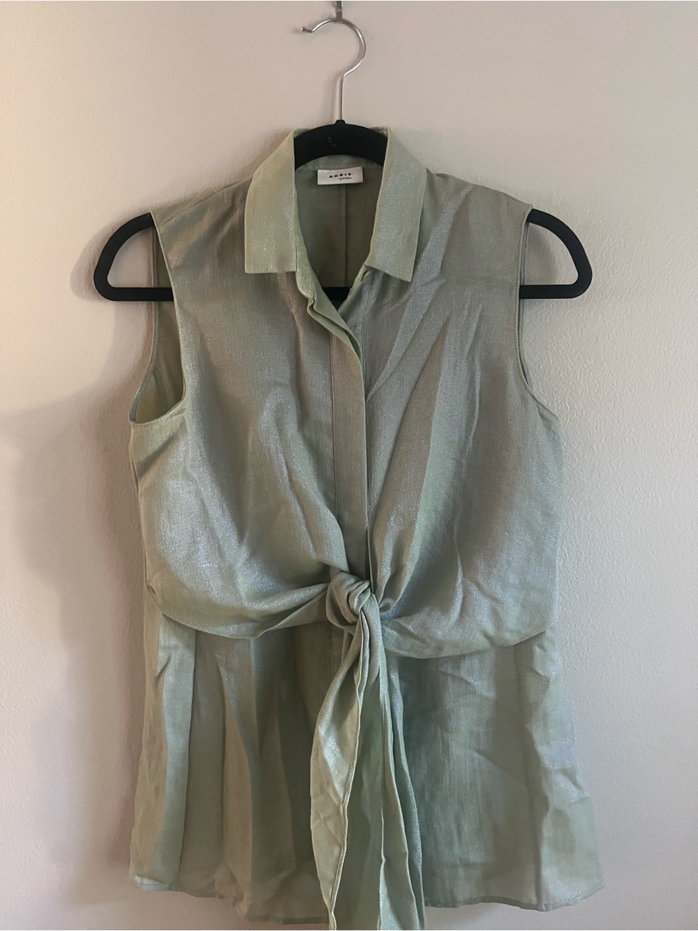 Akris Punto Sage Tie-Front Sleeveless Blouse
